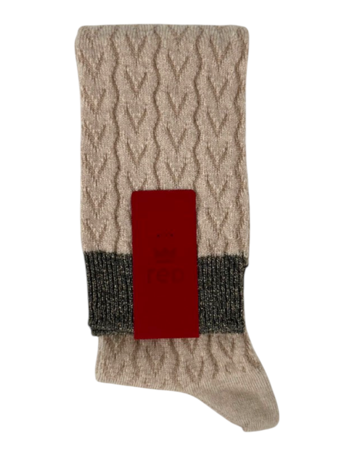 Calze lunghe da donna Red Sox Appeal modello Links Freccia in lana beige con motivo a freccia e bordo grigio