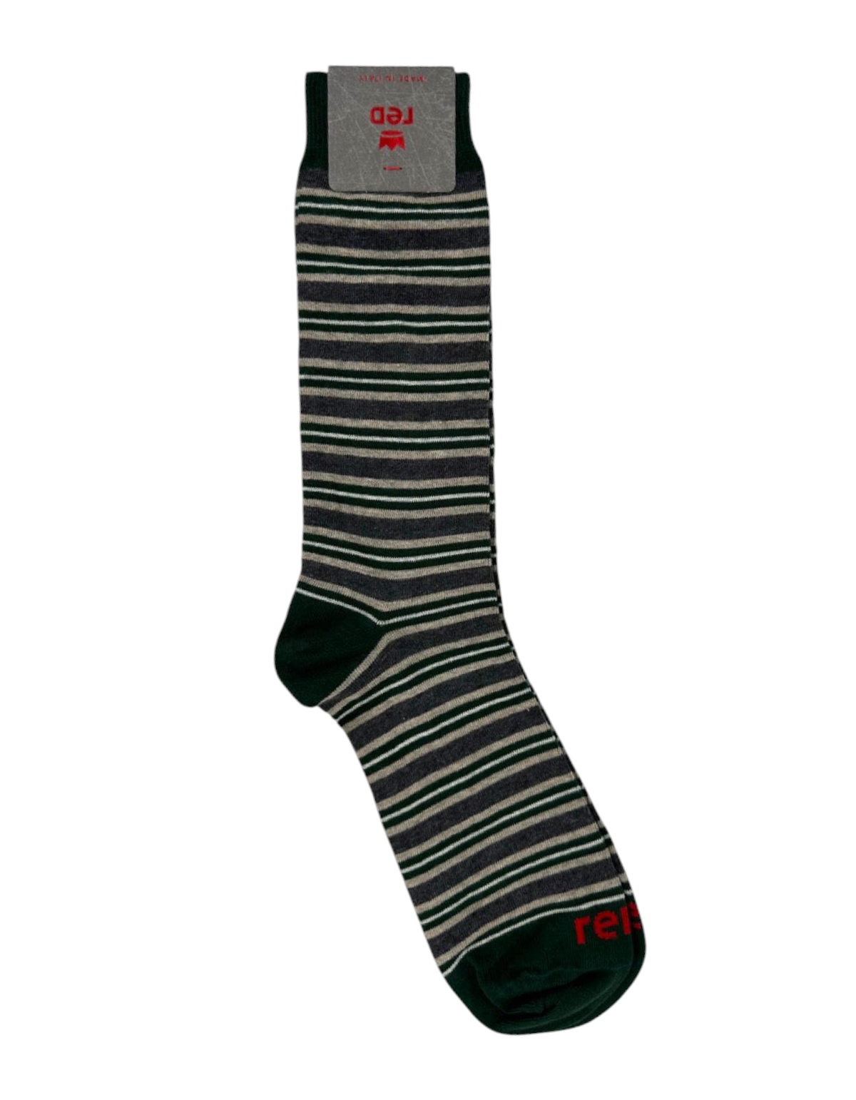 Set di 2 paia di calze uomo Red Sox Appeal a righe verdi e grigie con dettaglio logo rosso sulla punta
