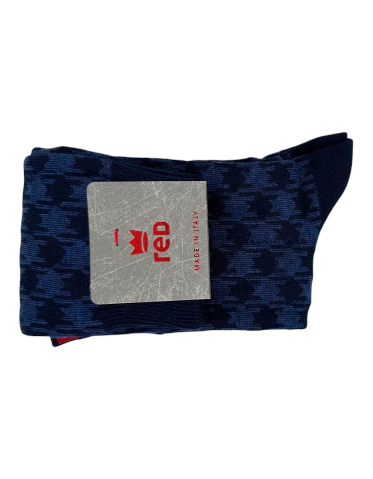 Set di 2 paia di calze da uomo Red Sox Appeal blu con motivo vichy e pois, eleganti e Made in Italy.