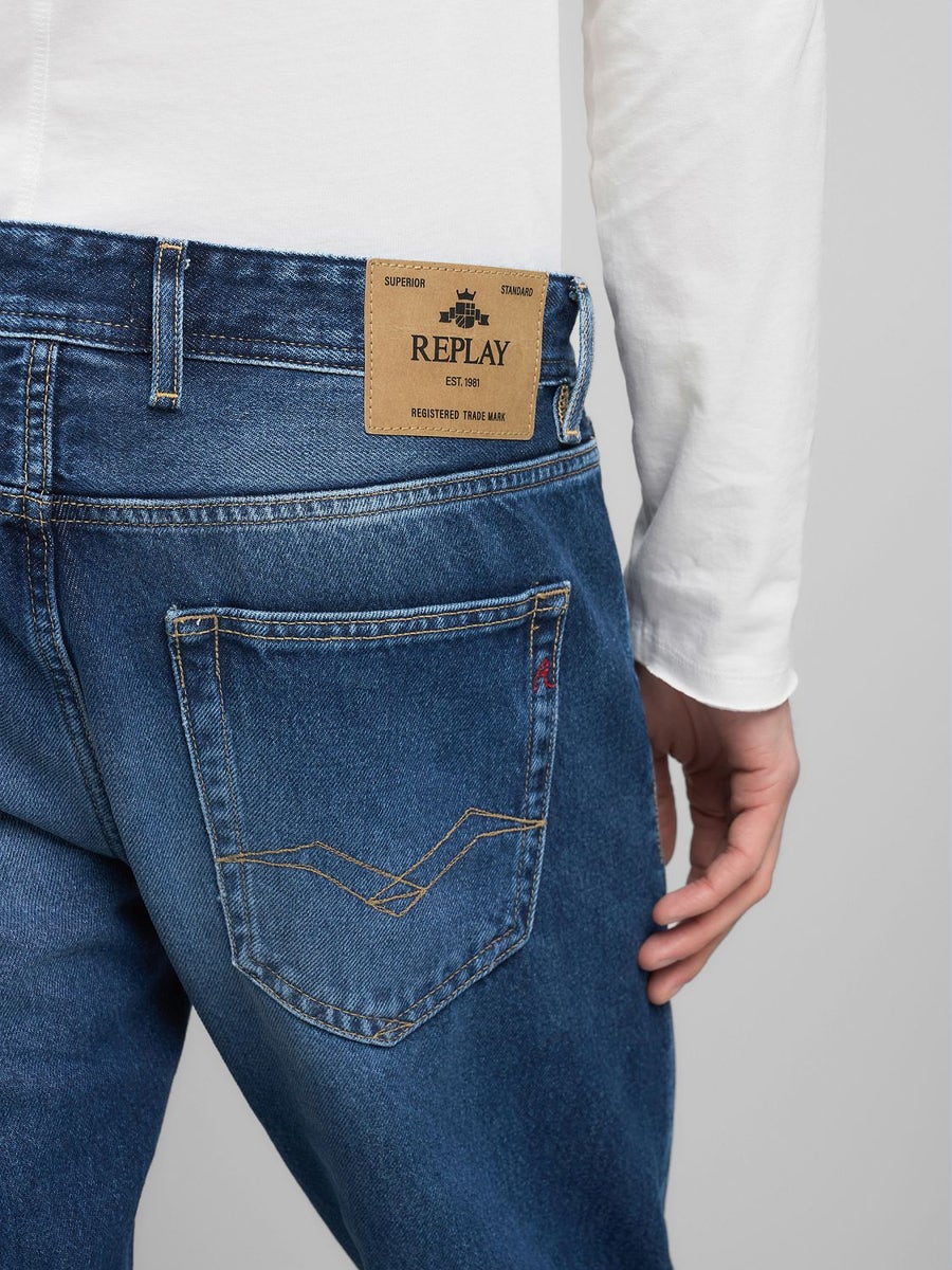 Replay Grover Straight-Fit Jeans Dark Blue - dettaglio 4