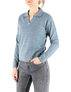 Polo in Maglia Inari Grigio Blu Donna – Devid Label