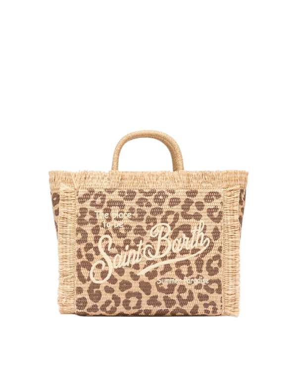 Borsa a Mano con Tracolla Colette Straw Leopard 18 Emb