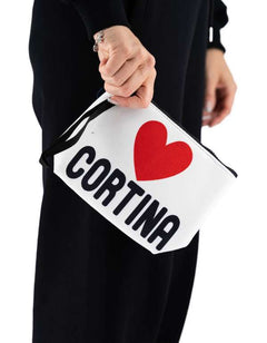 Aline Wool Effect Cortina Love clutch bag