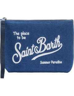 Aline Denim Emb Clutch