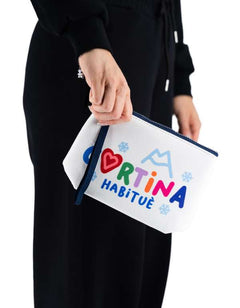Aline Wool Effect Cortina Habituè clutch bag
