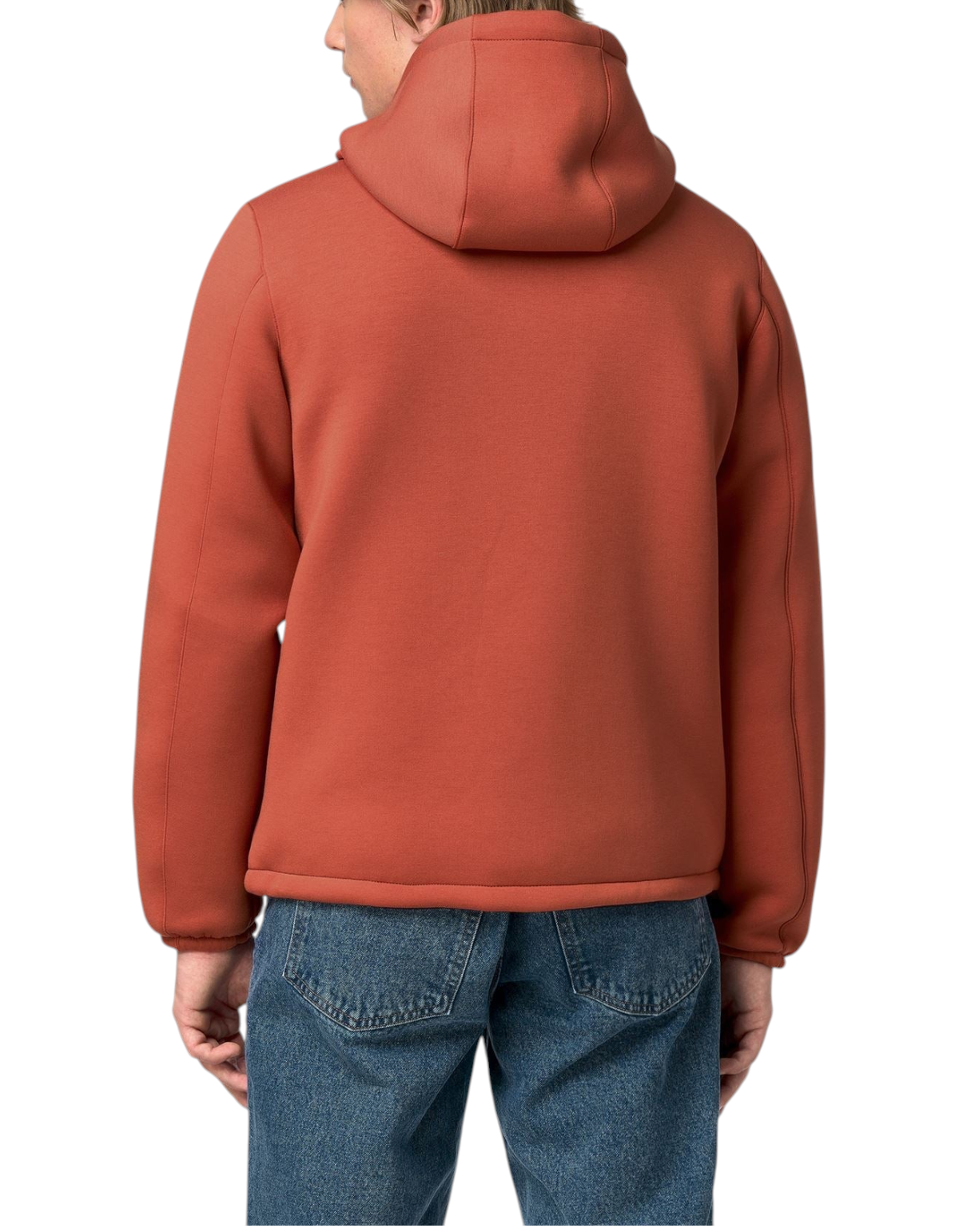 Giacca DevidLabel K-Way Jack Spacer Nylon Double color arancione brunito con cappuccio, vista posteriore