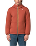 Modello indossa giacca K-Way Jack Spacer Nylon Double color arancio brunito con zip frontale, brand DevidLabel