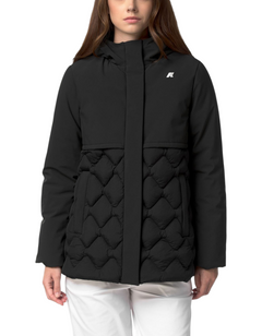 Giacca ibrida donna K-Way Siphane Warm Shell nera con trapuntatura frontale, proposta da DevidLabel
