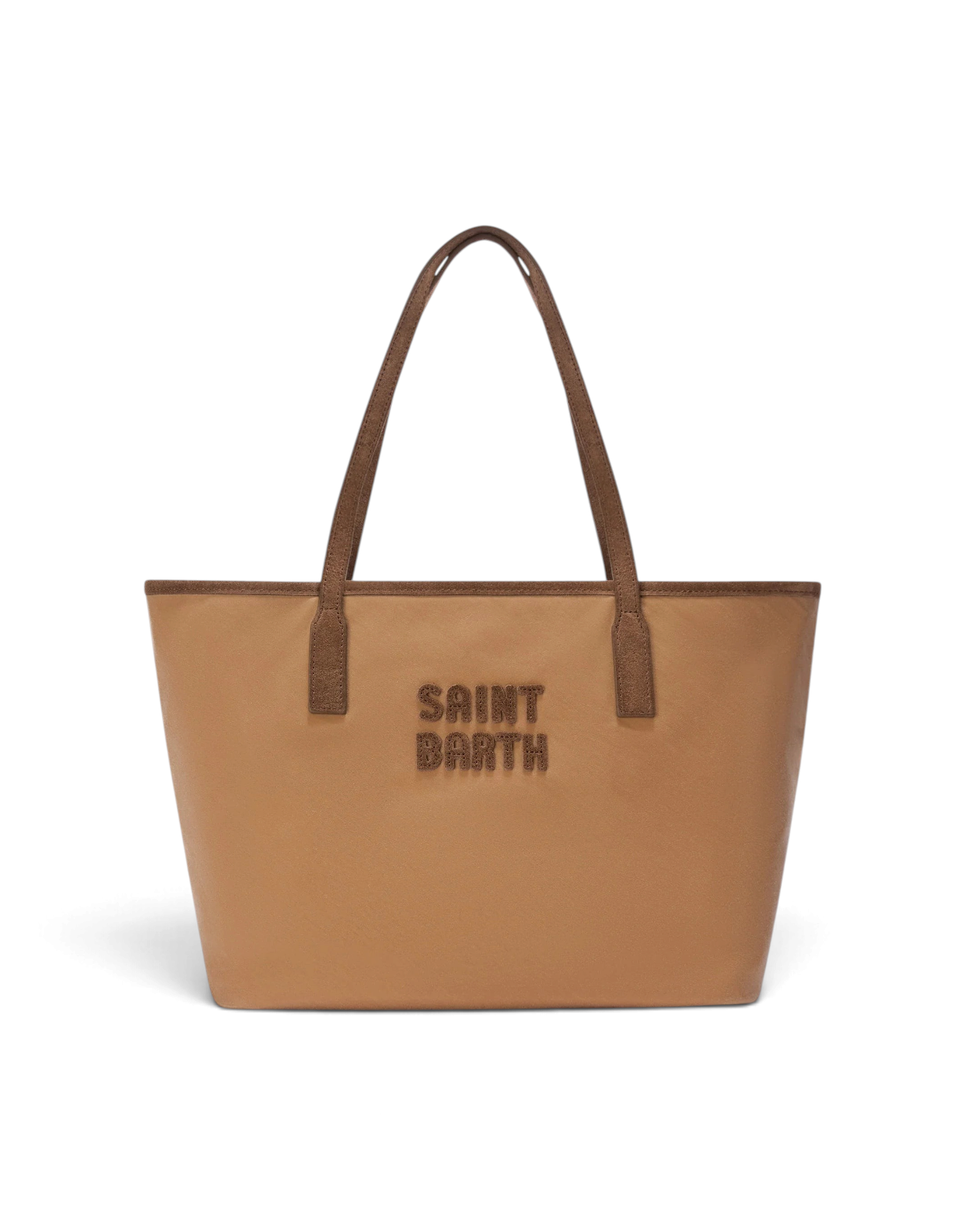 Borsa a spalla DevidLabel MC2 Saint Barth City Bag Mid Wax color cuoio con logo in rilievo e manici marroni