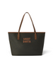 Borsa a spalla DevidLabel MC2 Saint Barth City Bag Mid Wax verde oliva con finitura cerata e dettagli marroni