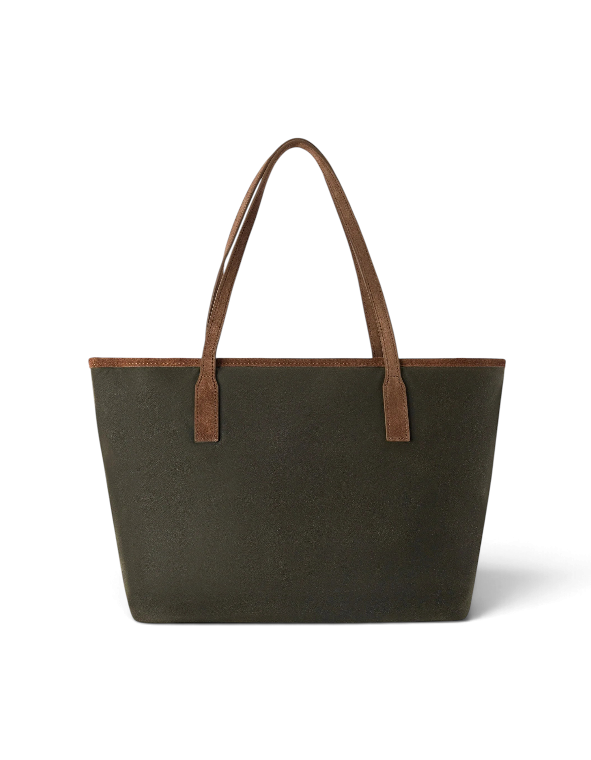Borsa a spalla DevidLabel City Bag Medium Wax in tela cerata verde oliva con manici in pelle marrone