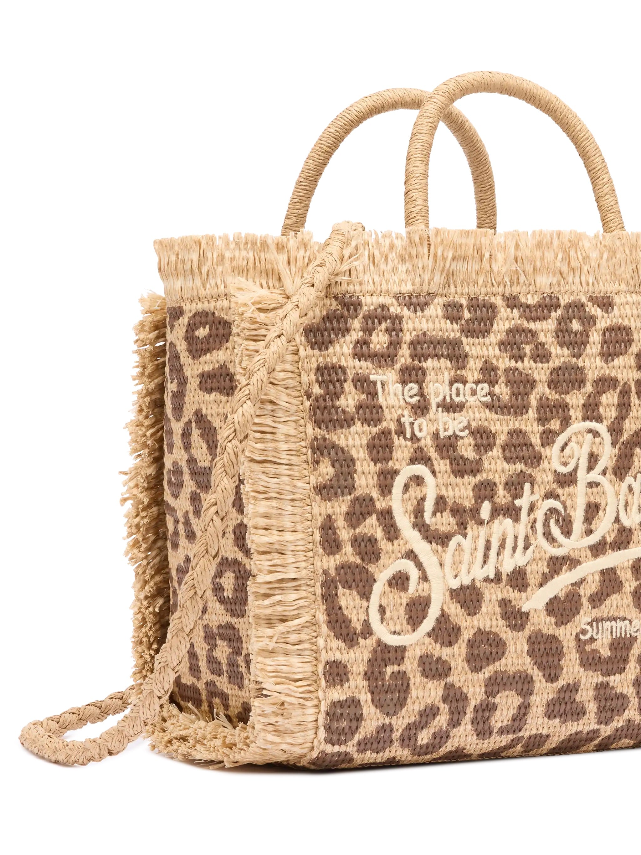 Borsa Colette Straw Leopard 18 Emb