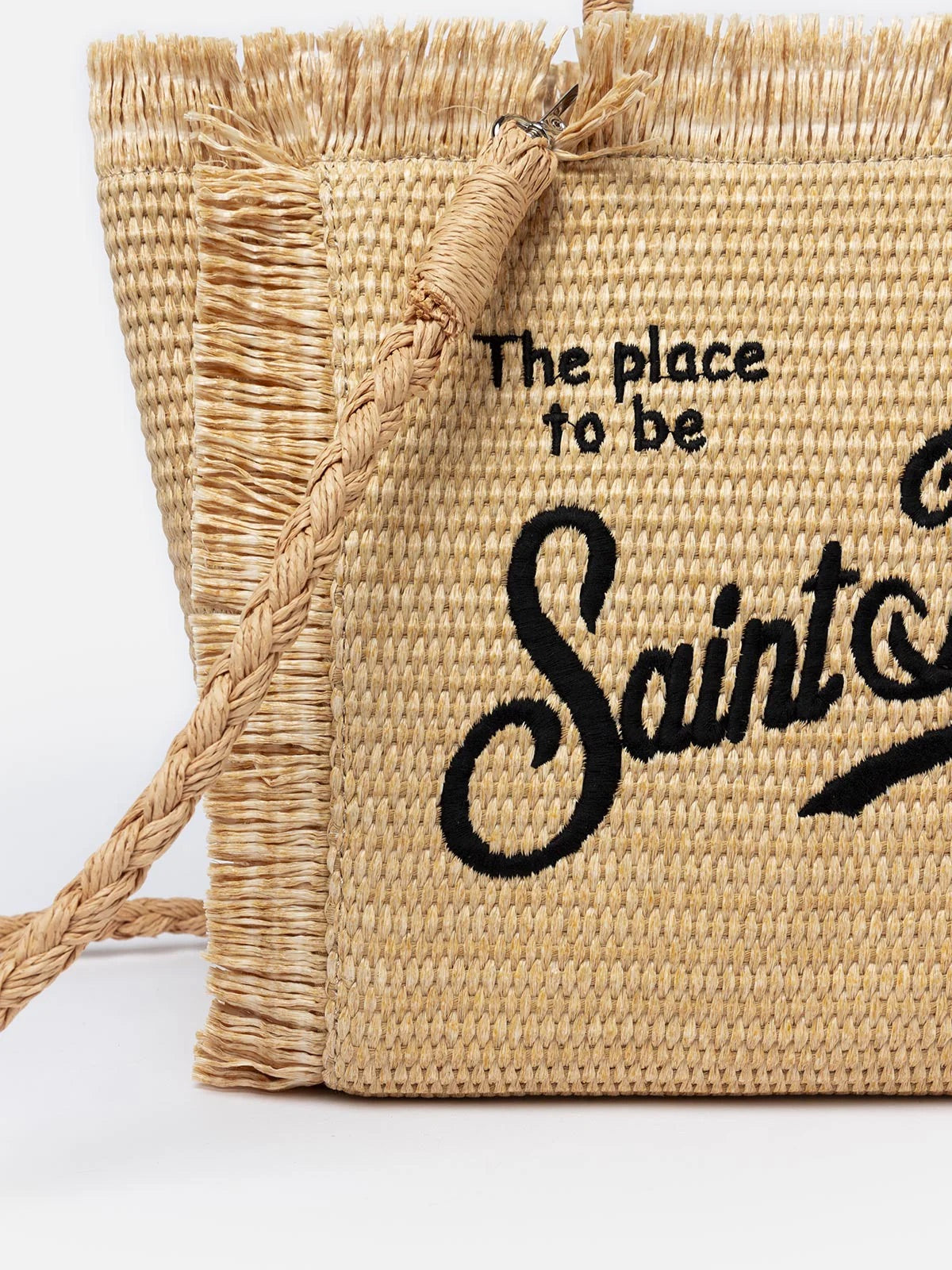 Borsa Colette Straw Sabbia Ricamo Nero 1100 Emb