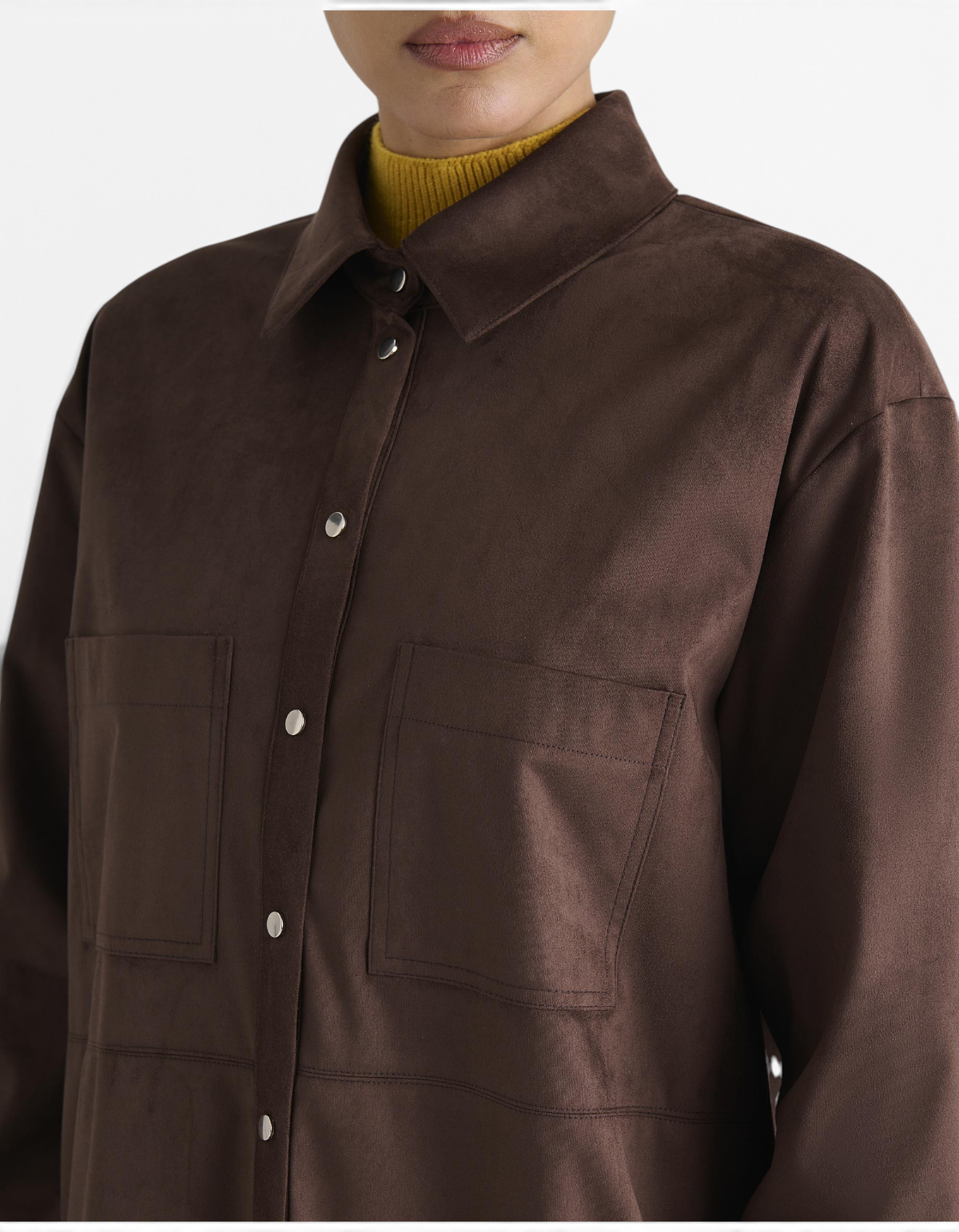 Camicia Effetto Suede con Tasche Potting Soil Manila Grace - immagine 4