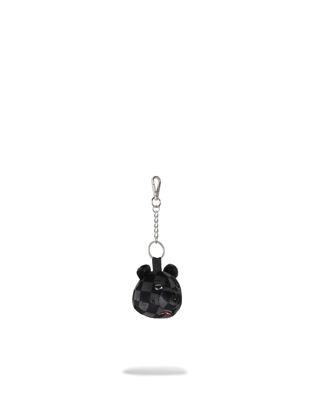 Grey Checker Bear Head Keychain