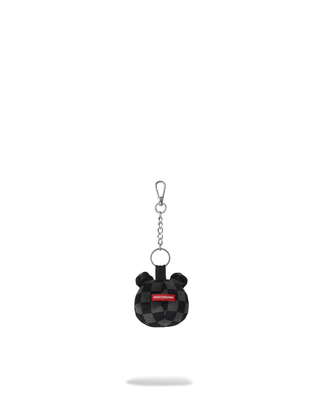 Grey Checker Bear Head Keychain