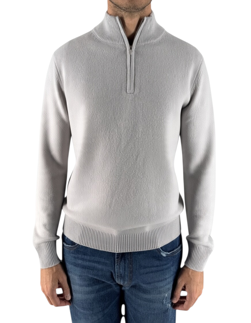 MC2 Saint Barth maglione uomo Jermyn Lambswool half-zip Stone Light - vista aggiuntiva