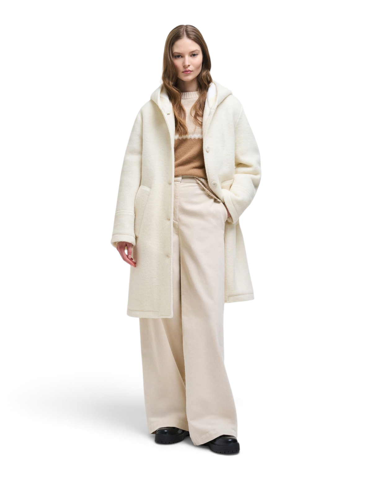 Colmar Originals Cappotto lungo in ovatta bianco tofu, vista frontale