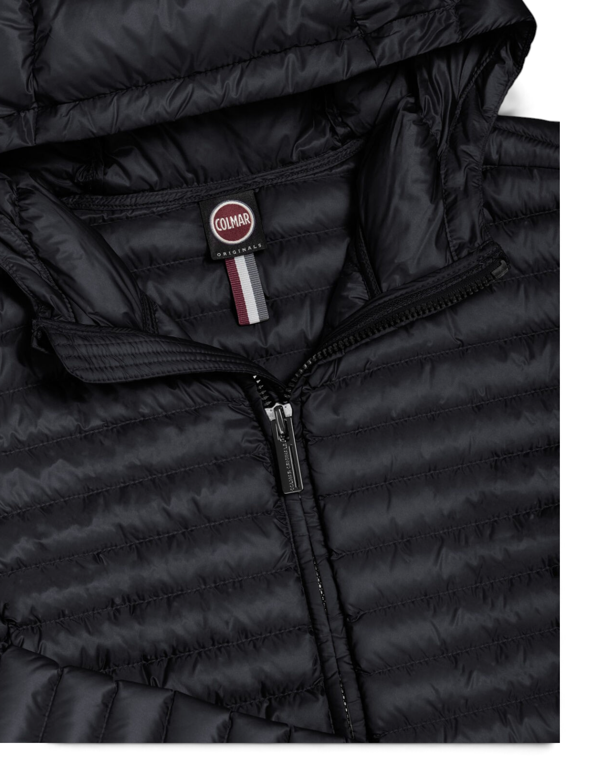 Colmar Originals Piumino leggero con cappuccio nero, indossato, vista posteriore
