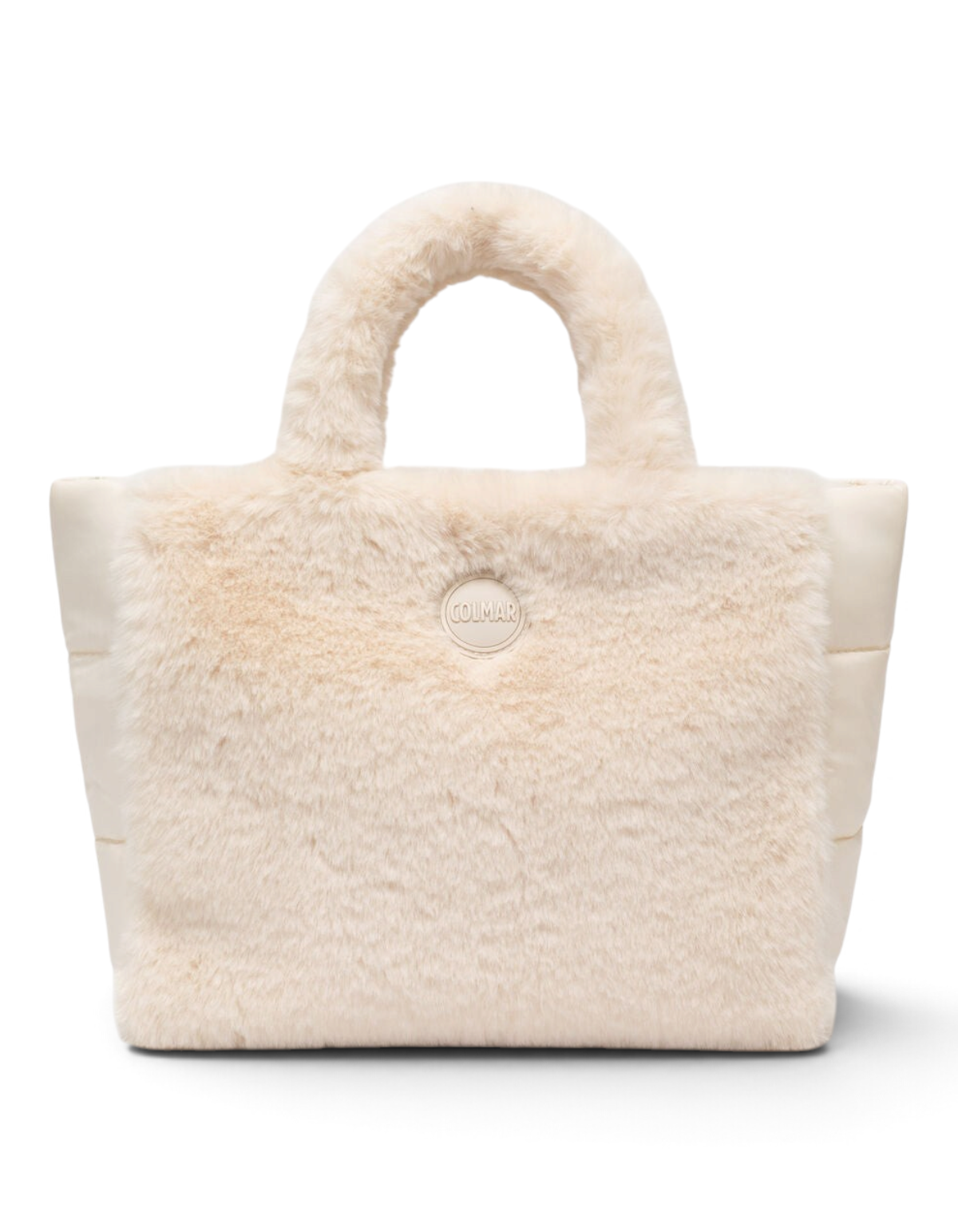 Colmar Originals Borsa tote in pelliccia sintetica nude, indossata, vista frontale