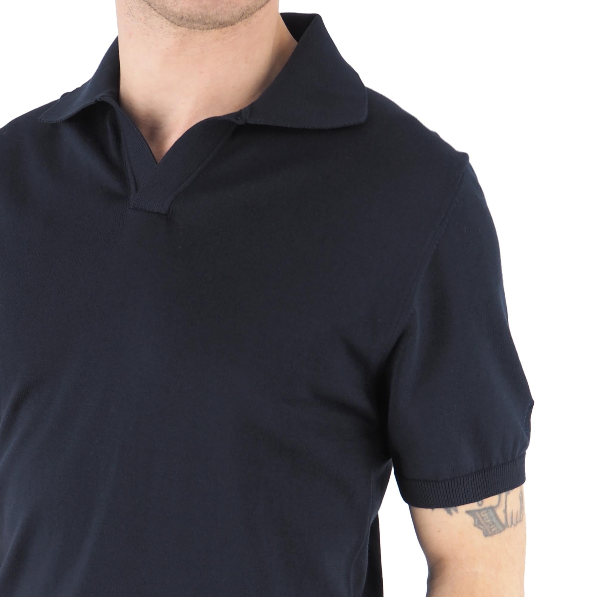 Devid Label Alassio - Polo in Maglia - Cotone Premium, Blu Navy – dettaglio prodotto 3 – Master SKU DL_ALASSIO MT25110 BLUNAVY