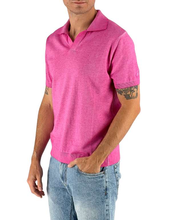 Devid Label Alassio - Polo in Maglia - Cotone Premium – vista principale – Master SKU DL_ALASSIO MT25110 BEGONIA