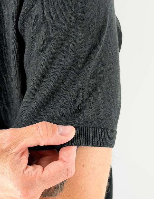 Devid Label Alassio - Polo in Maglia - Cotone Premium, Nero – dettaglio prodotto 2 – Master SKU DL_ALASSIO MT25110 NERO
