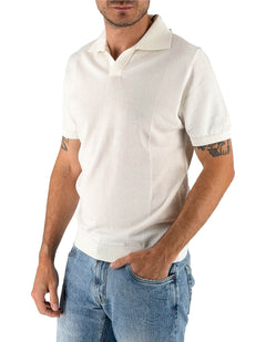 Devid Label Alassio - Polo in Maglia - Cotone Premium, Panna – vista principale – Master SKU DL_ALASSIO MT25110 PANNA
