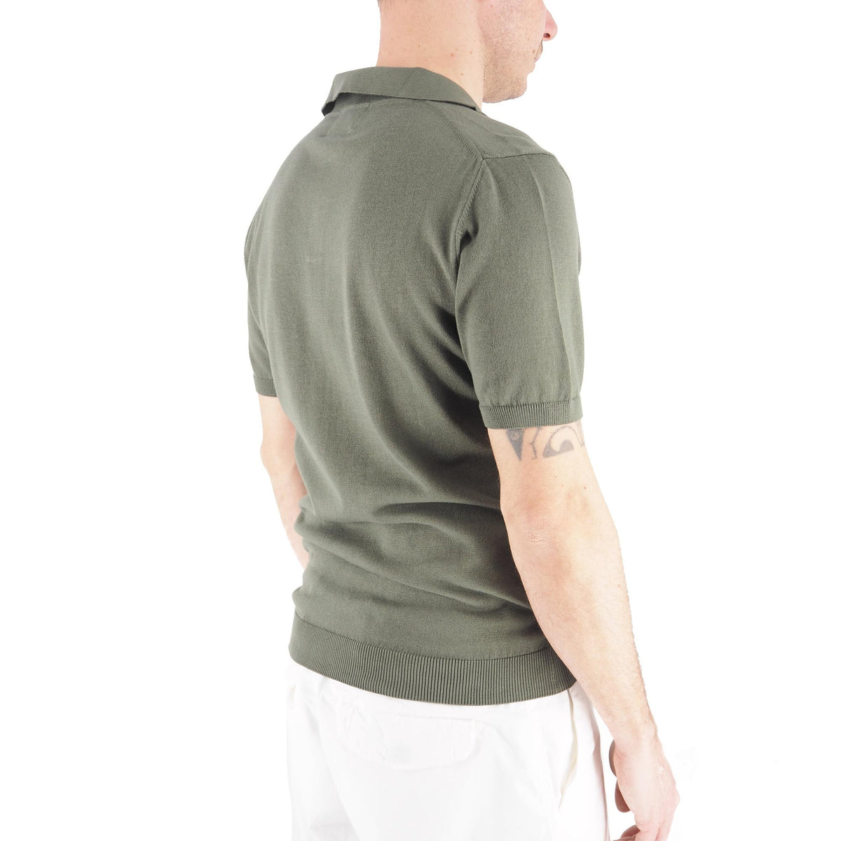 Devid Label Alassio - Polo in Maglia - Cotone Premium, Verde Militare – dettaglio prodotto 3 – Master SKU DL_ALASSIO MT25110 MILITARE
