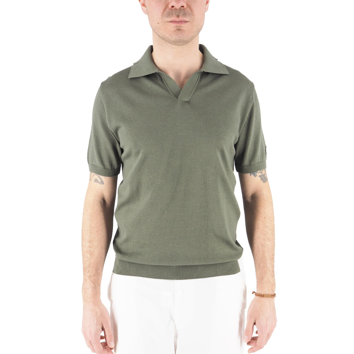 Devid Label Alassio - Polo in Maglia - Cotone Premium, Verde Militare – dettaglio prodotto 5 – Master SKU DL_ALASSIO MT25110 MILITARE