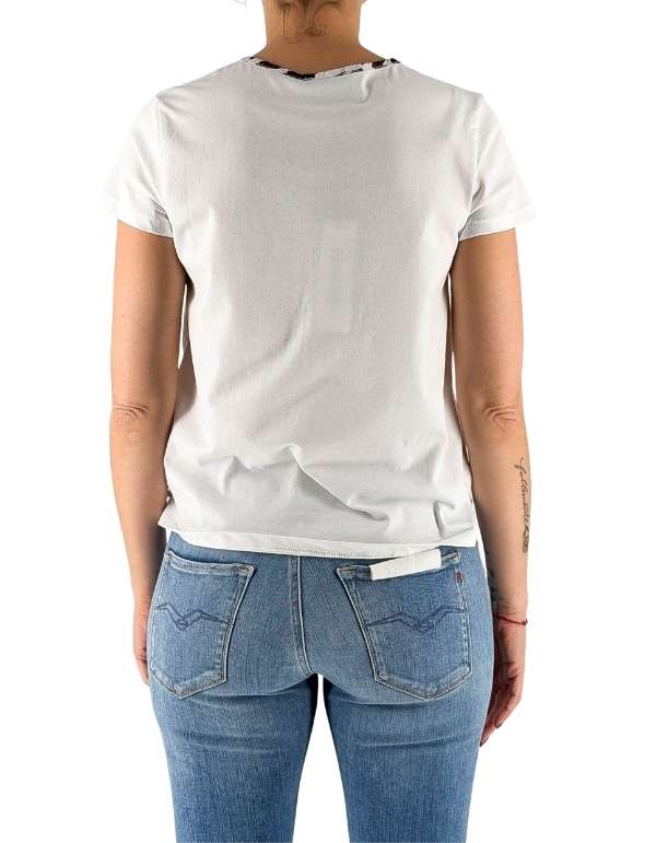 Devid Label Austin - T-shirt Scollo V - Cow Print, Bianco – dettaglio prodotto 4 – Master SKU DL_V COLLAR COW BIANCO