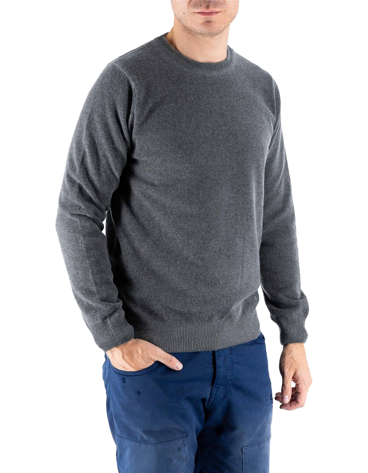 Devid Label Bergen - Maglia Girocollo - Lana Cashmere, Grigio – dettaglio prodotto 3 – Master SKU DL_DL006_GRIGIO_CAMPIONE