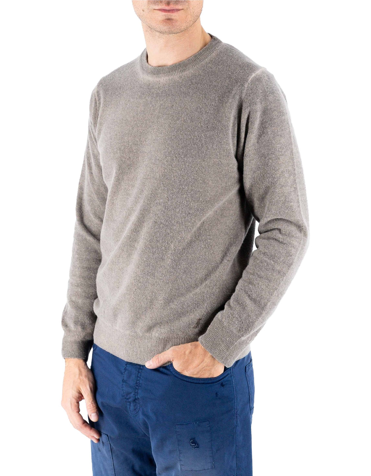 Devid Label Bergen - Maglia Girocollo - Lana Cashmere, Tortora – dettaglio prodotto 4 – Master SKU DL_DL006_TORTORA_CAMPIONE