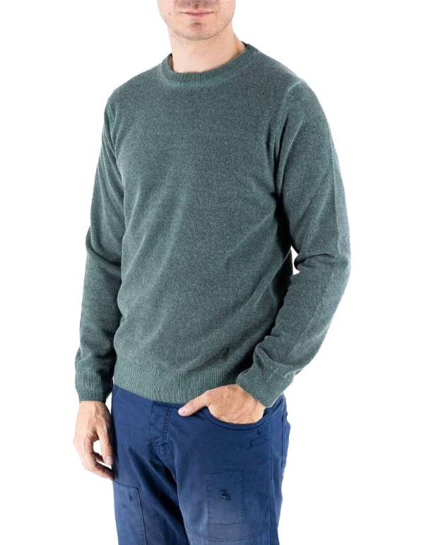 Devid Label Bergen - Maglia Girocollo - Lana Cashmere, Verde – vista principale – Master SKU DL_DL006_22824_VERDE_SCURO