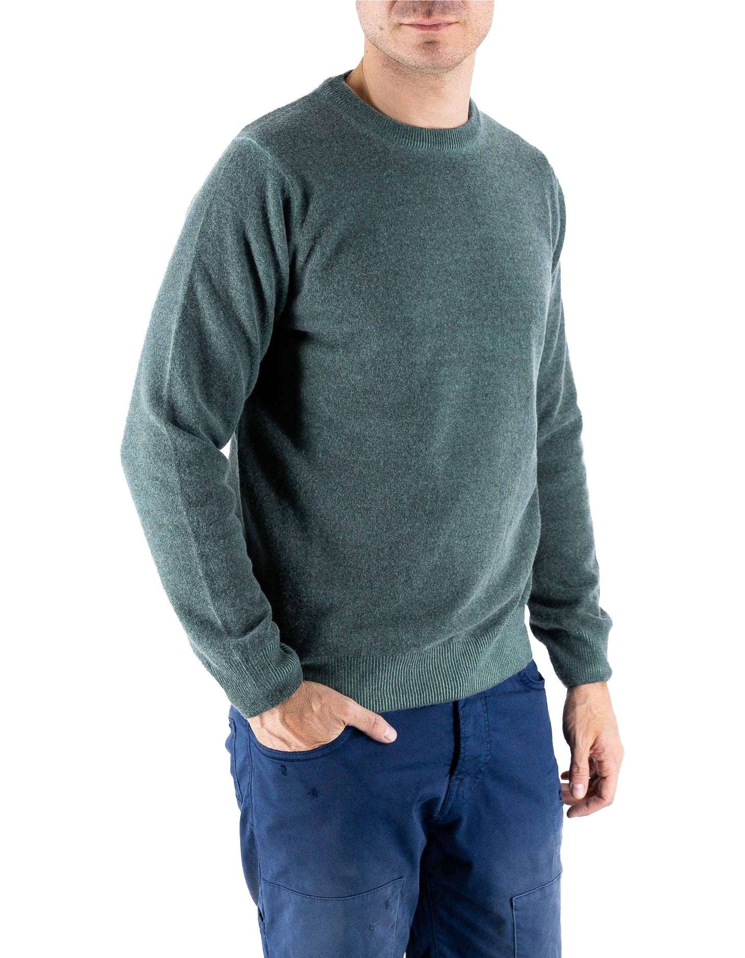 Devid Label Bergen - Maglia Girocollo - Lana Cashmere, Verde – dettaglio prodotto 3 – Master SKU DL_DL006_22824_VERDE_SCURO