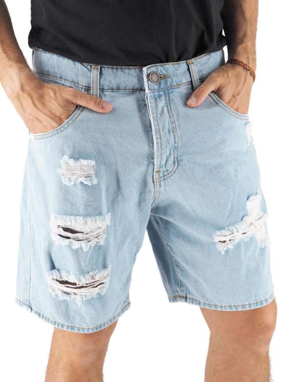 Devid Label Biarritz - Bermuda in Denim - Destroyed – vista principale – Master SKU DL_DAV J 9041