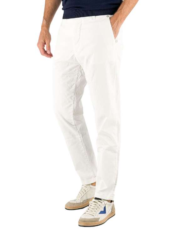 Devid Label Brighton - Pantalone Chino - Capri, Bianco – vista principale – Master SKU DL_CHINO ESS1030 BIANCO