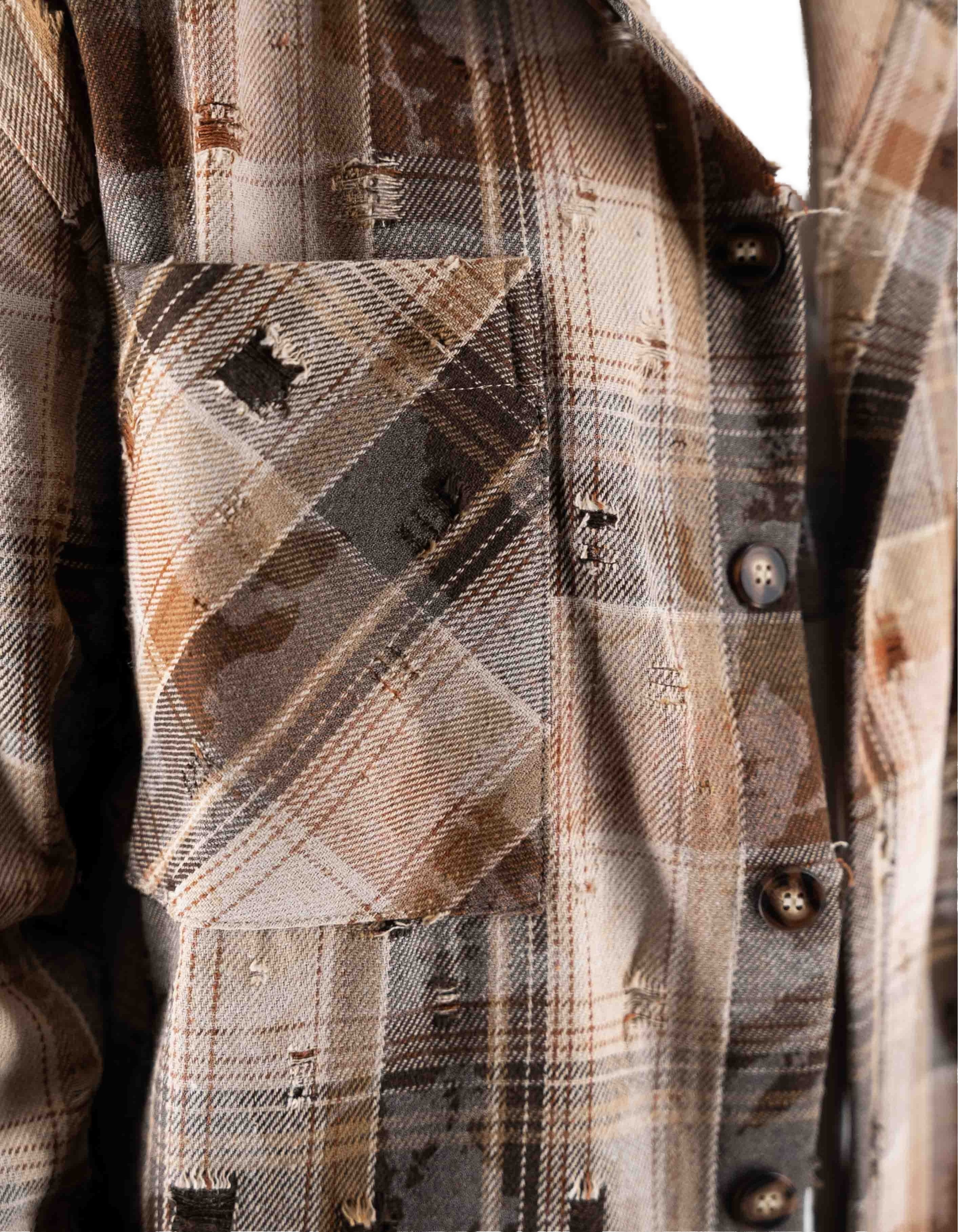 Devid Label Camden - Overshirt a Quadri - Destroyed, Marrone – dettaglio prodotto 2 – Master SKU DL_DL-332_MARRONE