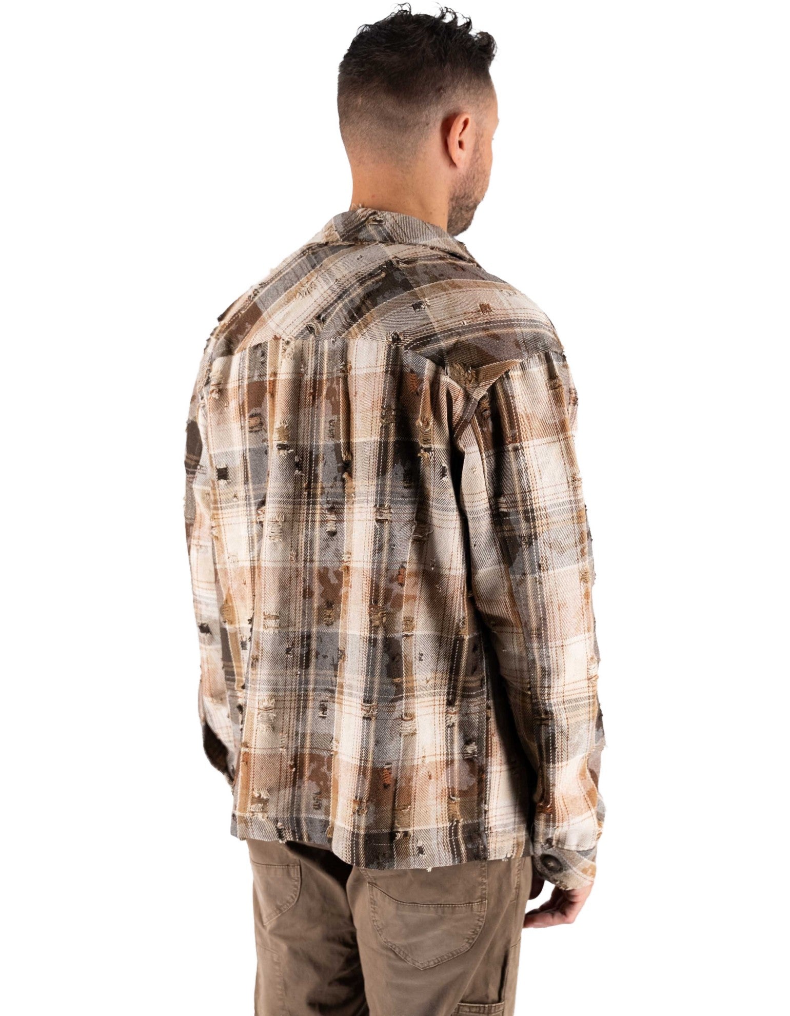 Devid Label Camden - Overshirt a Quadri - Destroyed, Marrone – dettaglio prodotto 4 – Master SKU DL_DL-332_MARRONE