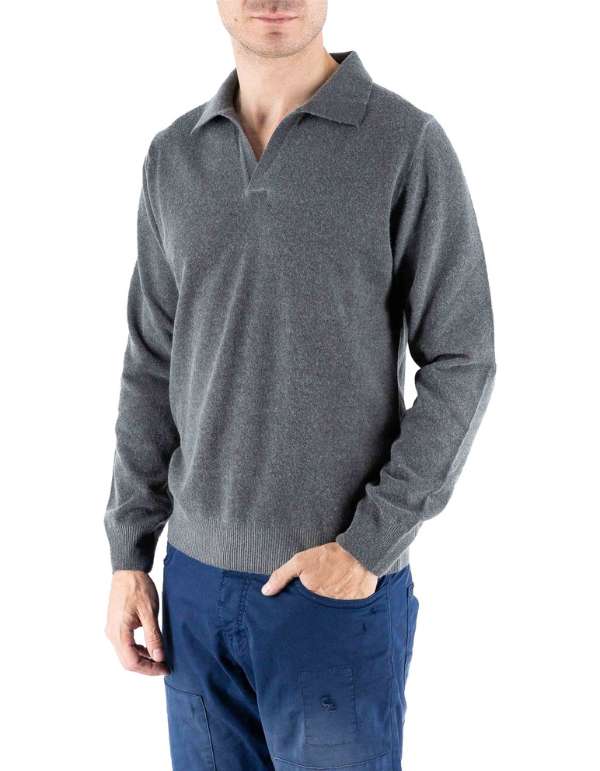 Devid Label Copenaghen - Polo in Maglia - Lana Cashmere, Grigio – vista principale – Master SKU DL_DL015_GRIGIO_CAMPIONE