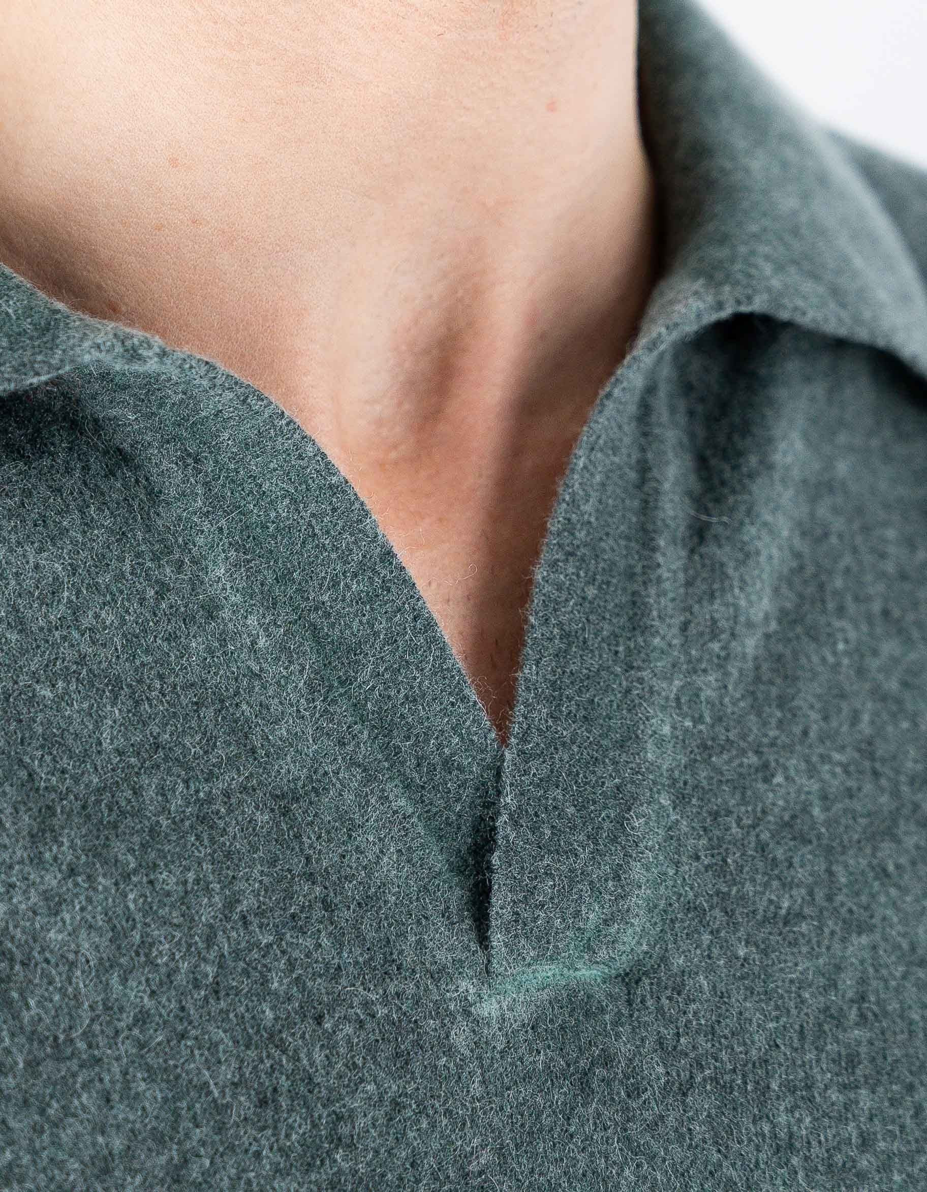 Devid Label Copenaghen - Polo in Maglia - Lana Cashmere, Verde – dettaglio prodotto 2 – Master SKU DL_DL015_22824_VERDE_SCURO
