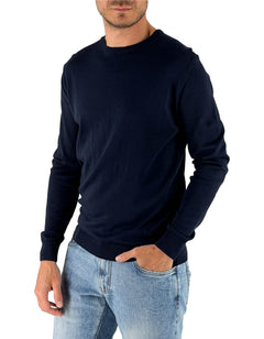 Devid Label Corniglia - Maglia Girocollo Manica Lunga - Cotone Premium, Blu Navy – vista principale – Master SKU DL_CORNIGLIA MT25122 BLUNAVY