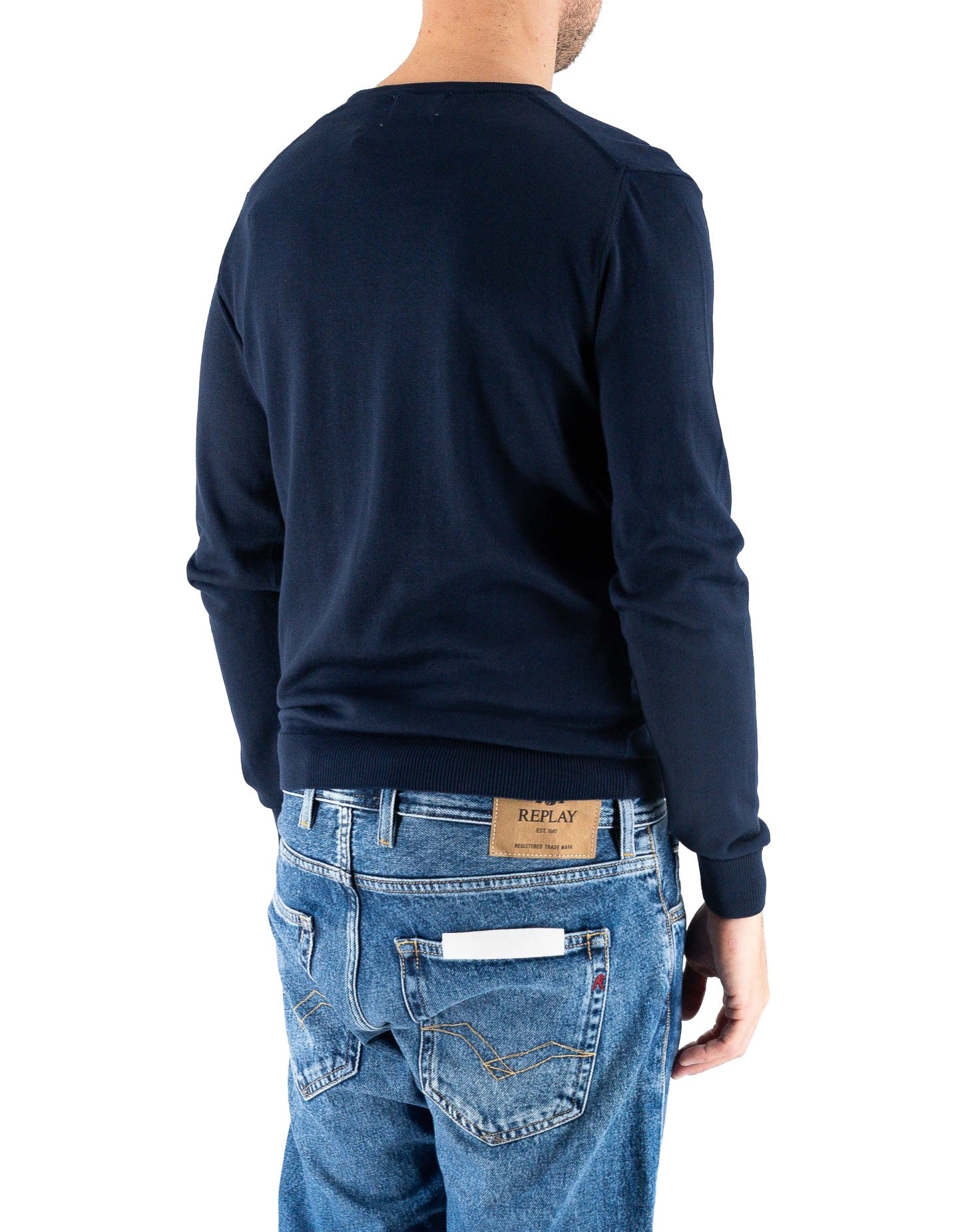 Devid Label Corniglia - Maglia Girocollo Manica Lunga - Cotone Premium, Blu Navy – dettaglio prodotto 3 – Master SKU DL_CORNIGLIA MT25122 BLUNAVY