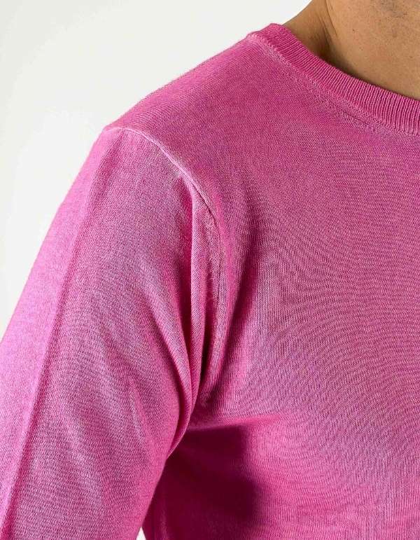 Devid Label Corniglia - Maglia Girocollo Manica Lunga - Cotone Premium – dettaglio prodotto 3 – Master SKU DL_CORNIGLIA MT25122 BEGONIA
