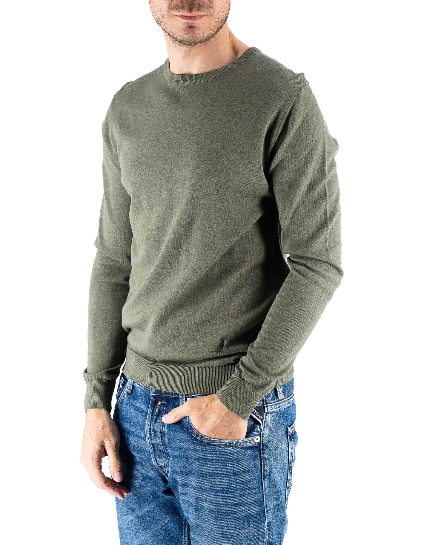 Devid Label Corniglia - Maglia Girocollo Manica Lunga - Cotone Premium – dettaglio prodotto 4 – Master SKU DL_CORNIGLIA MT25122 MILITARE