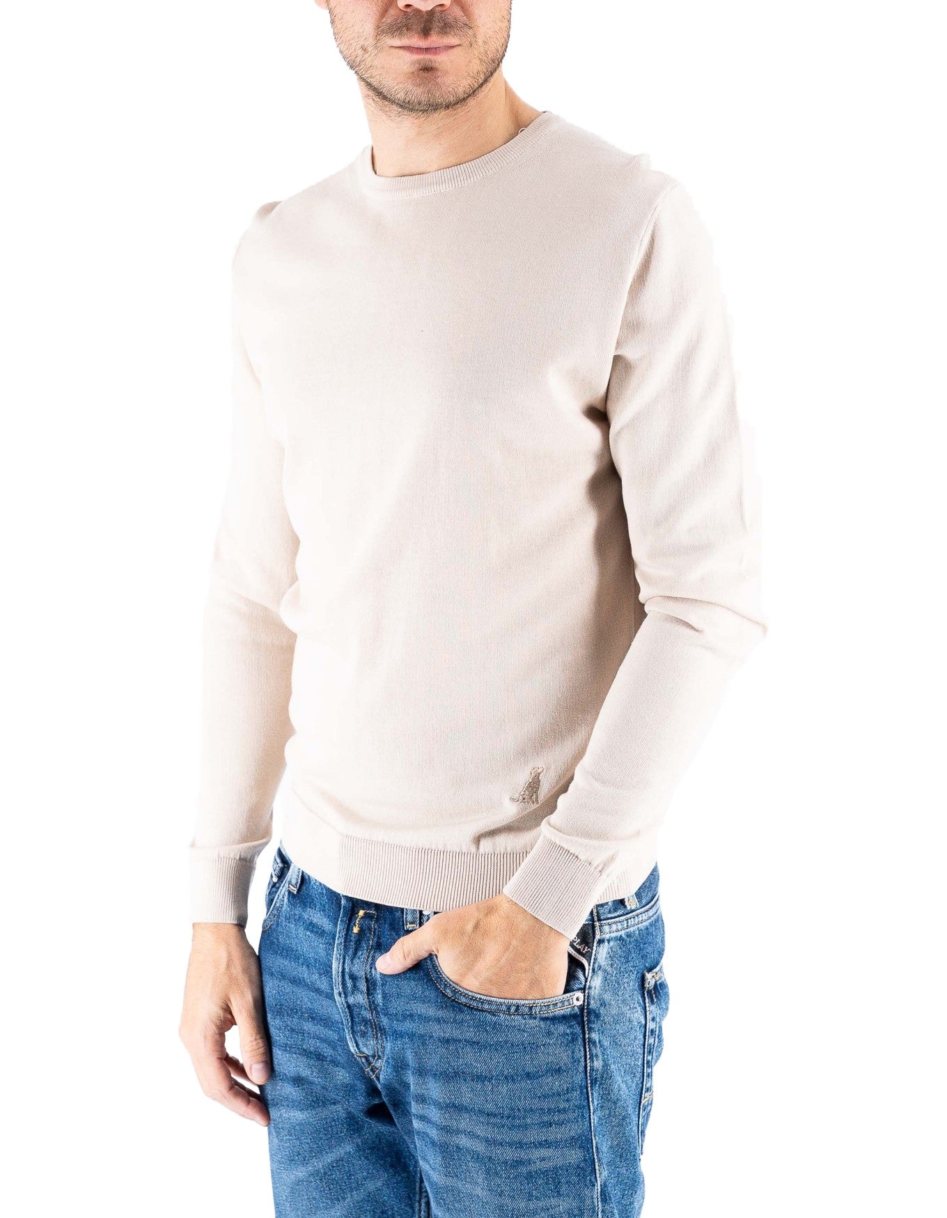Devid Label Corniglia - Maglia Girocollo Manica Lunga - Cotone Premium, Sabbia – dettaglio prodotto 3 – Master SKU DL_CORNIGLIA MT25122 SABBIA