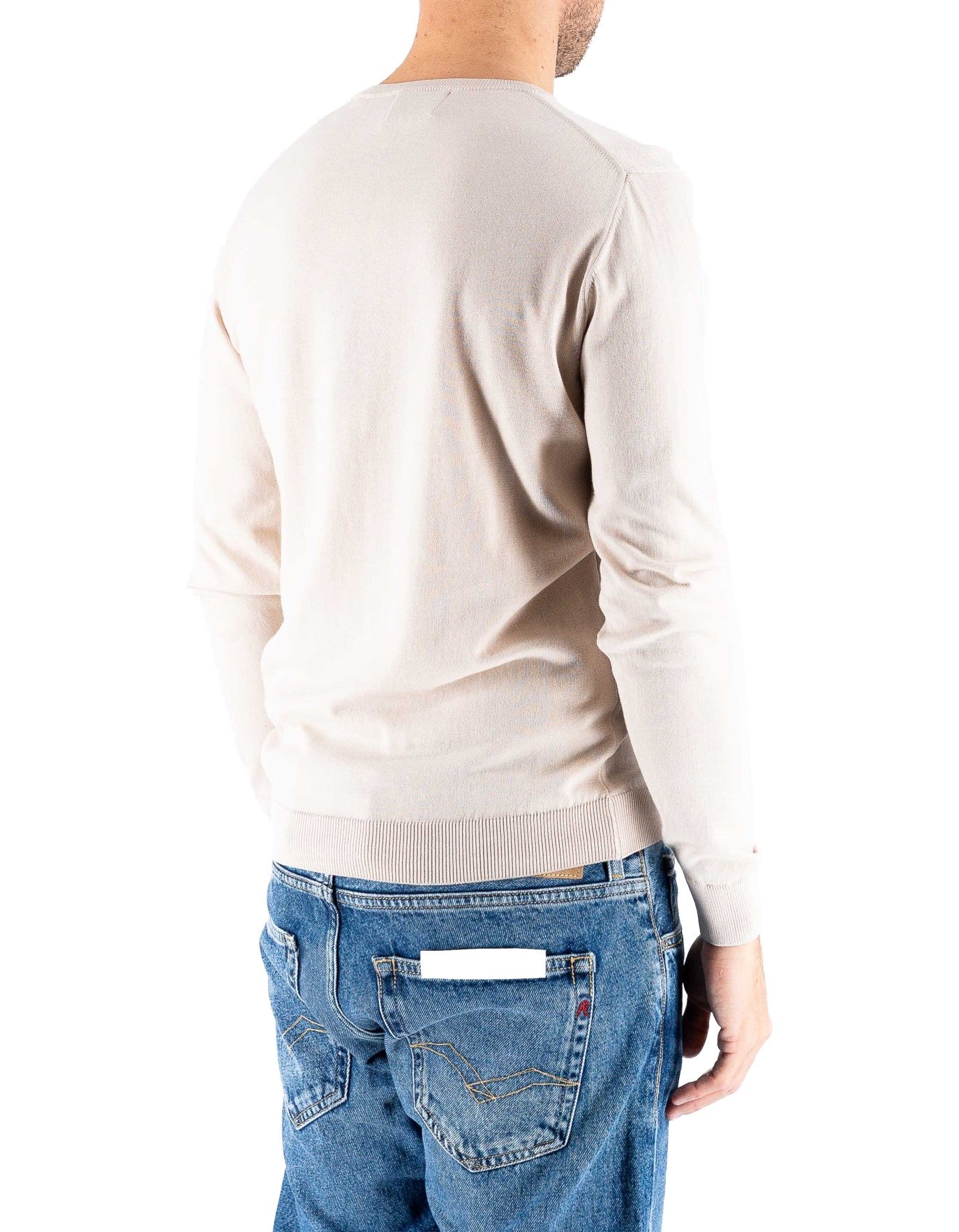 Devid Label Corniglia - Maglia Girocollo Manica Lunga - Cotone Premium, Sabbia – dettaglio prodotto 4 – Master SKU DL_CORNIGLIA MT25122 SABBIA