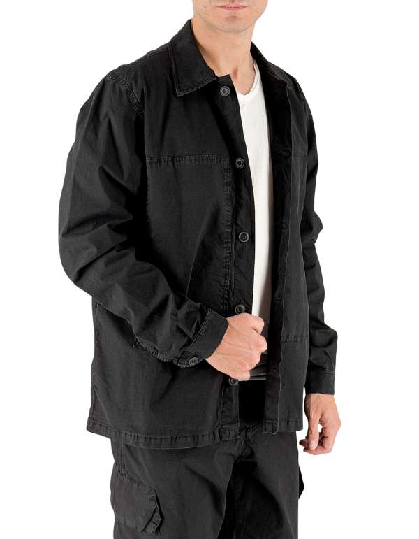 Devid Label Dundee - Overshirt in Gabardina - Essential, Nero – vista principale – Master SKU DL_OVERSHIRT ESSC06 NERO