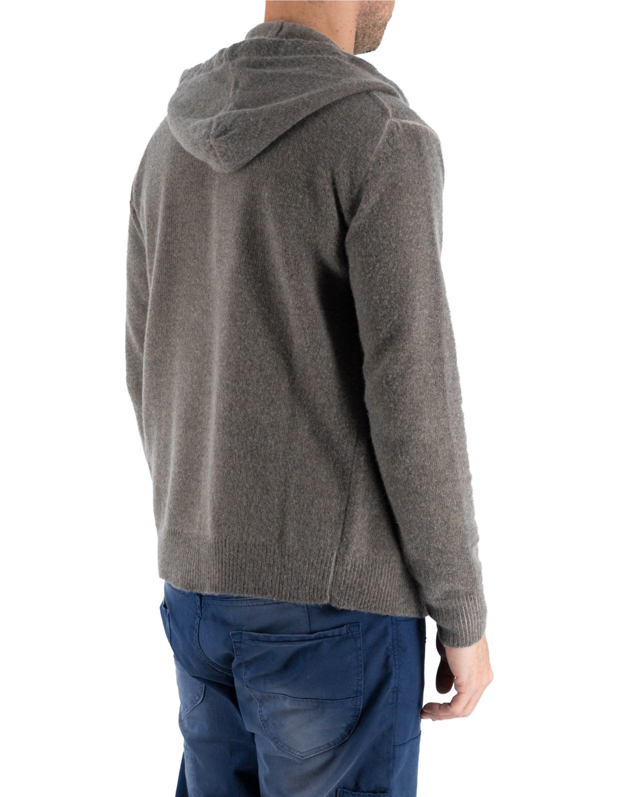 Devid Label Goteborg - Maglia Zip con Cappuccio - Lana Cashmere, Tortora – dettaglio prodotto 5 – Master SKU DL_DL010_TORTORA