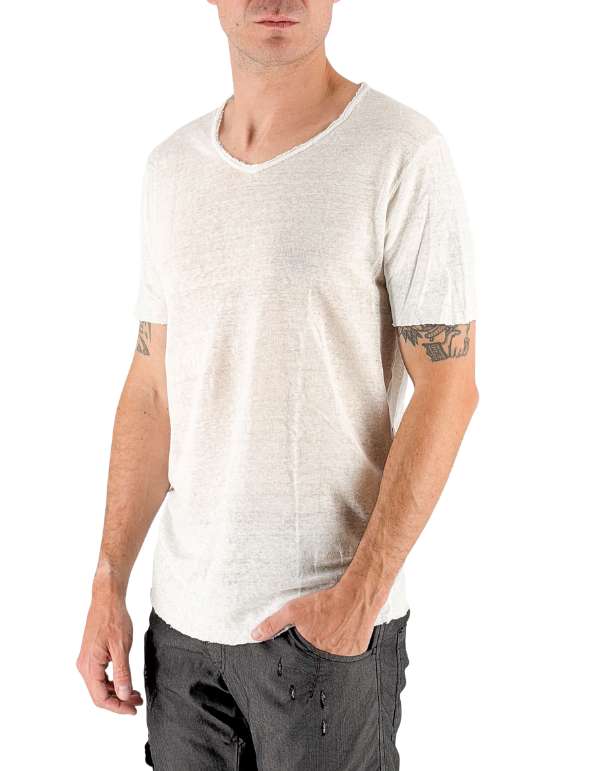 Devid Label Granada - T-shirt in Puro Lino - Premium, Bianco – vista principale – Master SKU DL_GRANADA BIANCO